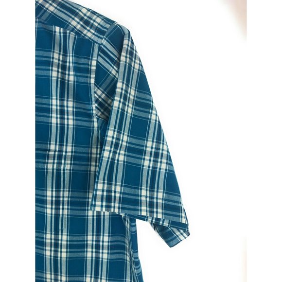 George Men's 3XL Short Sleeve Button Up Blue Plaid Cotton Blend Casual Shirt A23 - Picture 3 of 4